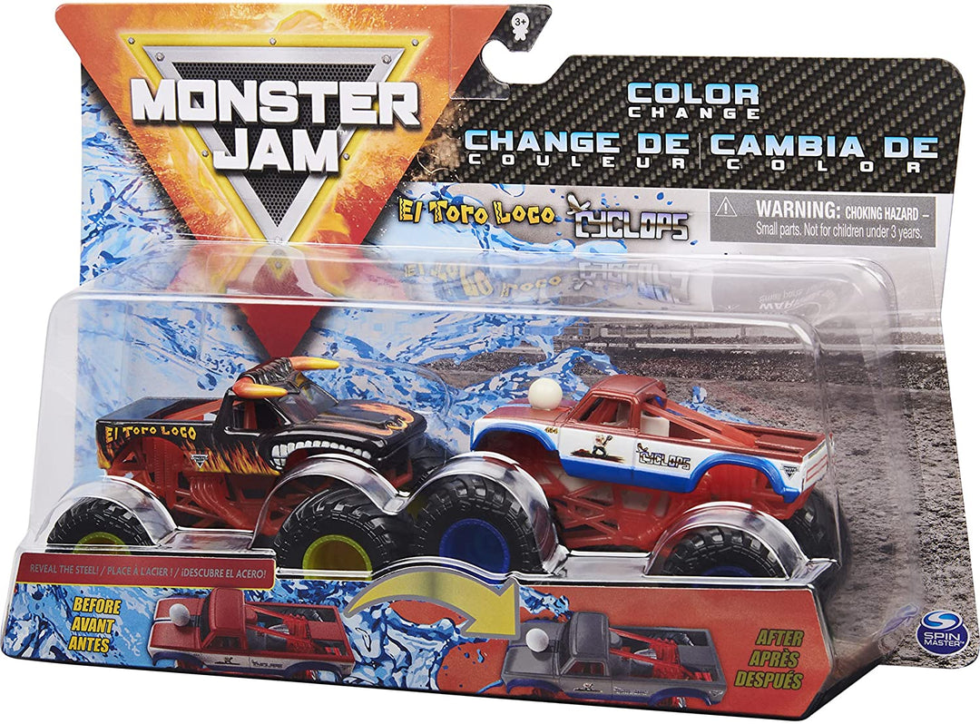 Offizielle Monster Jam Druckguss-Monstertrucks mit Farbwechsel, Maßstab 1:64 (Stile variieren)