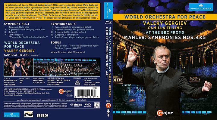 Mahler: Symphonien Nr. 4 und 5 [Valery Gergiev, Camilla Tilling; World Orchestra for Peace] [C MAJOR ENTERTAINMENT [2015] [Blu-ray]