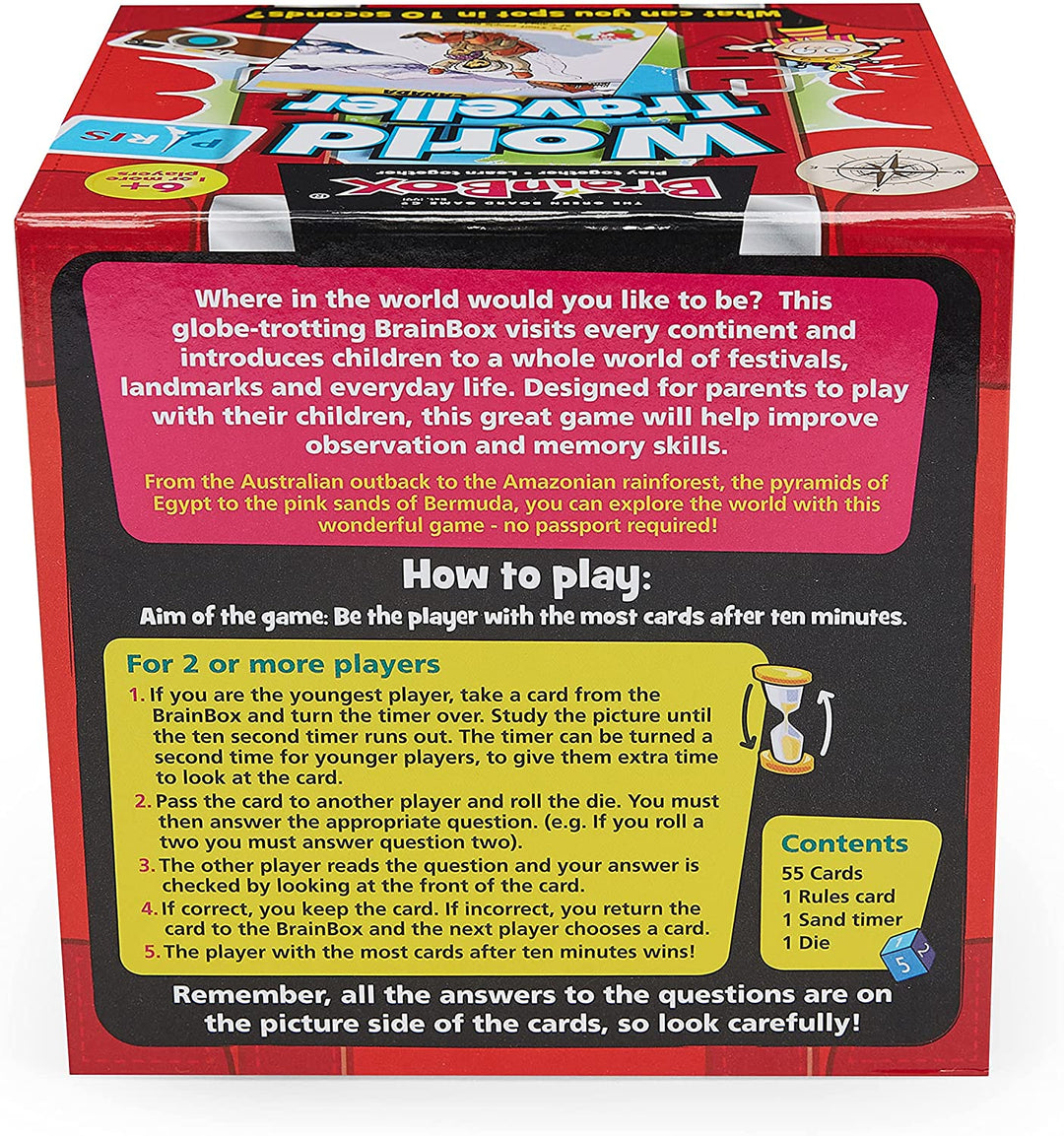 BrainBox | World Traveller | Card Game | Ages 8+ | 1+ Players | 10 Minutes Playing Time