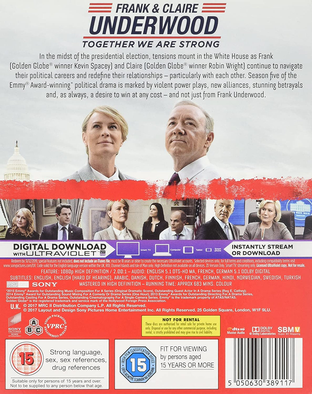 House Of Cards: Die komplette fünfte Staffel [Region Free] – Drama [Blu-Ray]