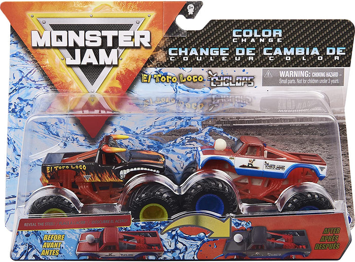 Offizielle Monster Jam Druckguss-Monstertrucks mit Farbwechsel, Maßstab 1:64 (Stile variieren)