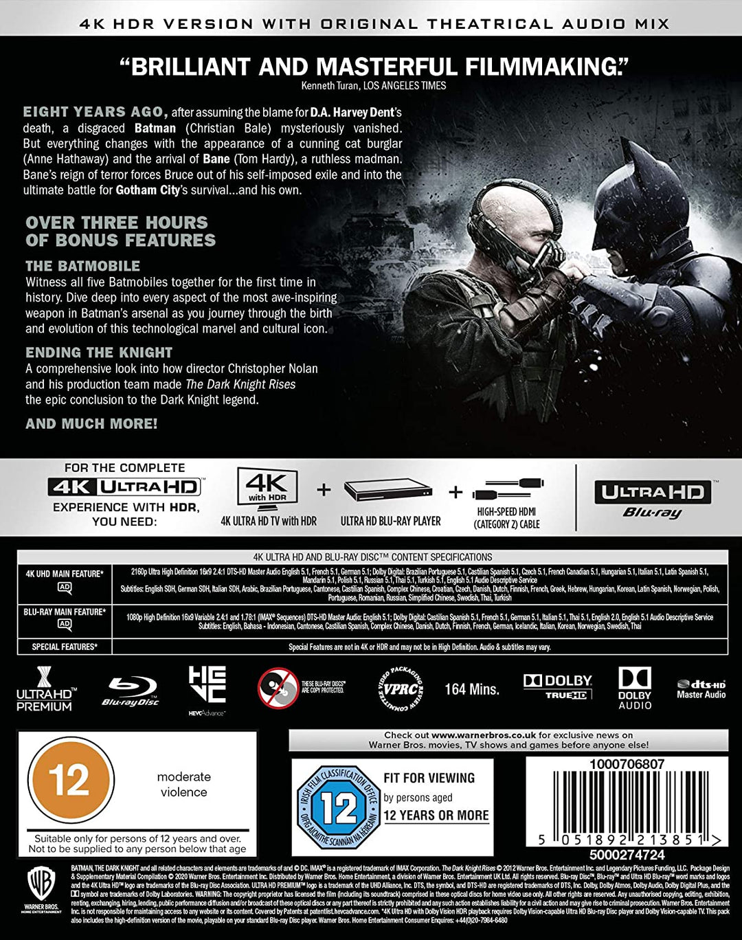 The Dark Knight Rises [2012] [Region Free] – Action/Thriller [Blu-ray]