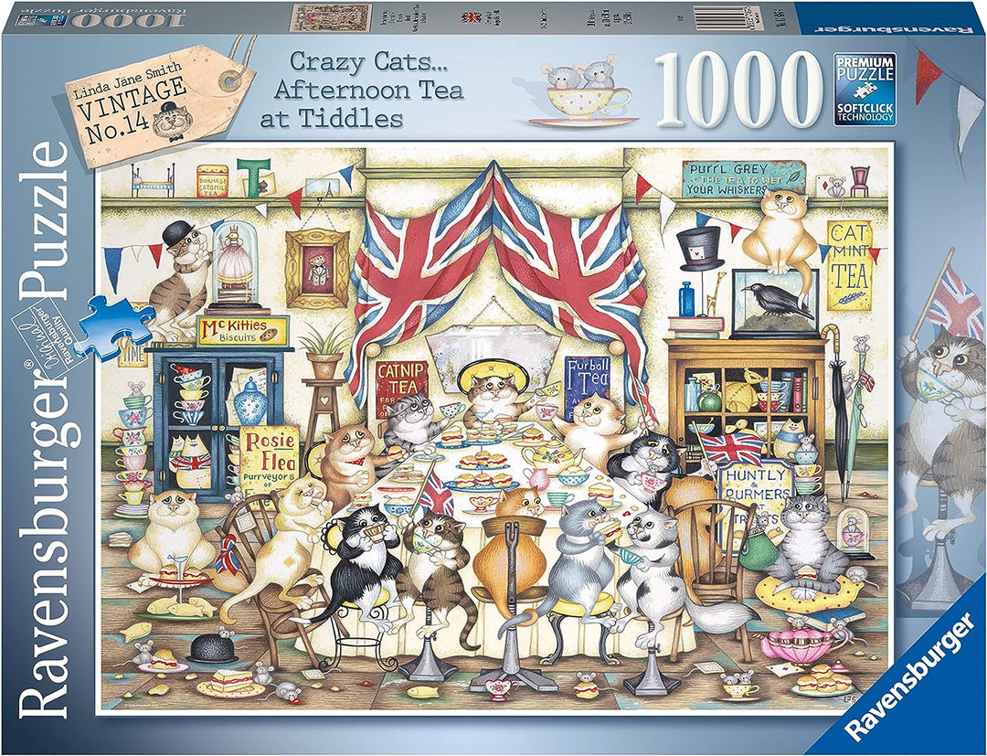 Ravensburger 17487 Crazy Cats Afternoon at Tiddles 1000-teiliges Puzzle für