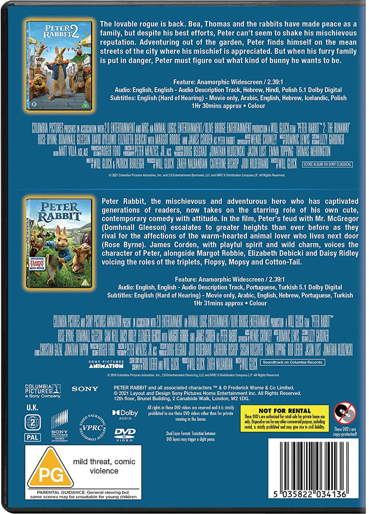 Peter Rabbit 1 und 2 (2 DVDs) – Familie/Komödie [DVD]