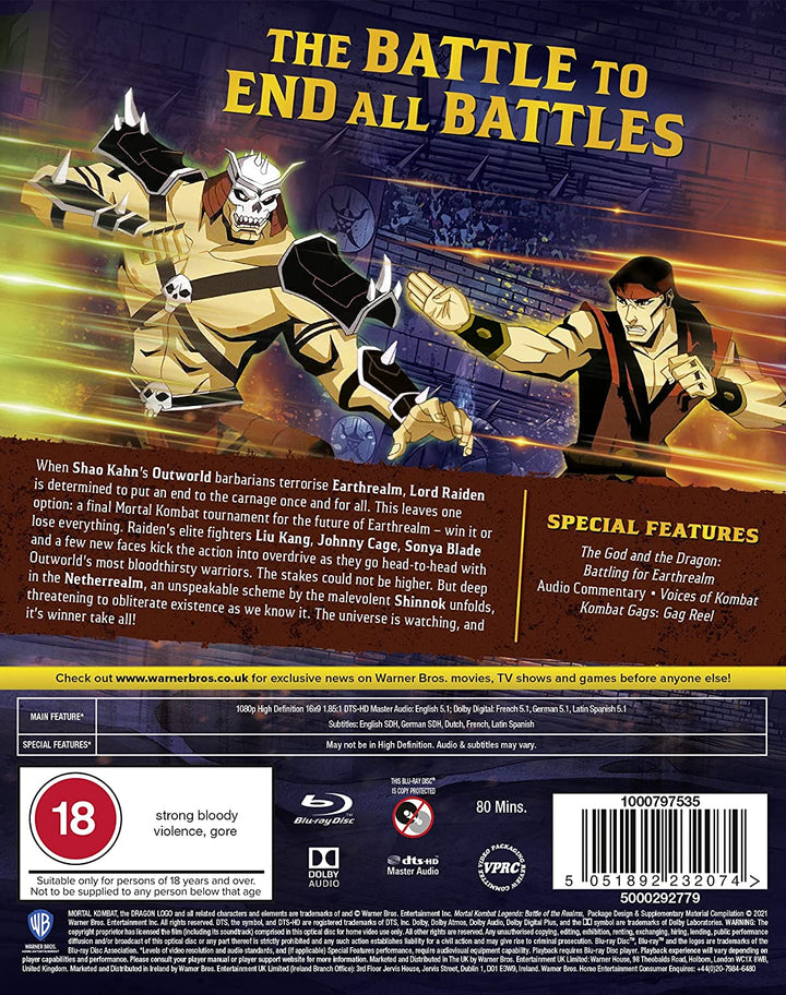 Mortal Kombat Legends: Battle of the Realms [2021] [Region Free] – Martial Arts [Blu-ray]