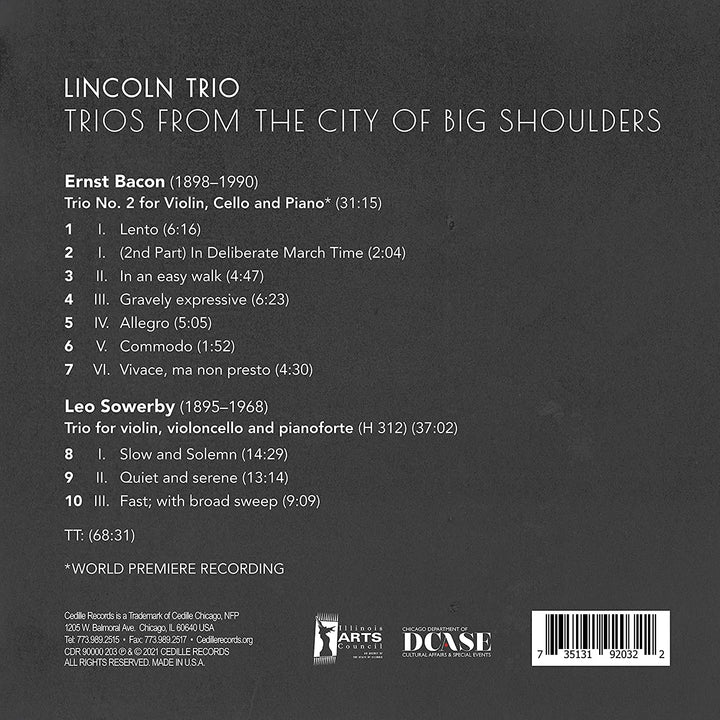 Trios From The City Of Big [Lincoln Trio] [Cedille Records R 90000 203] [Audio CD]