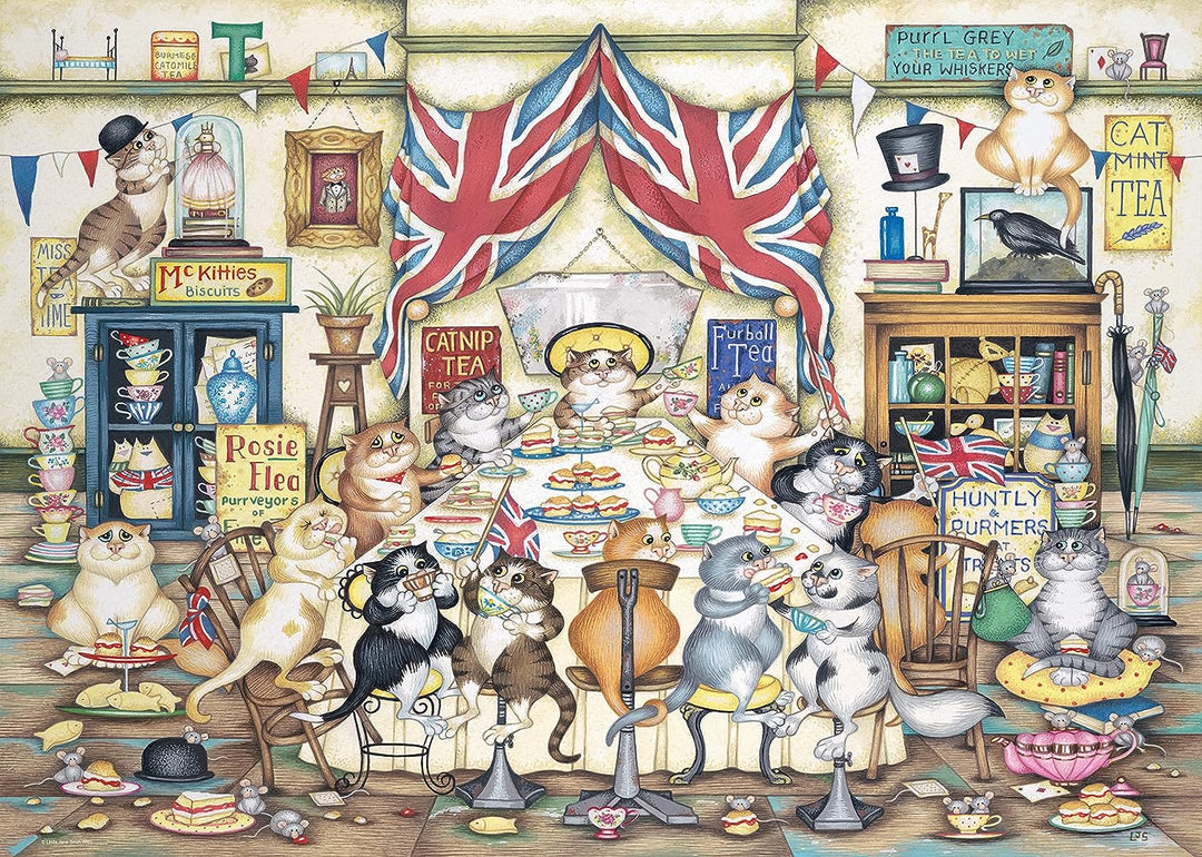 Ravensburger 17487 Crazy Cats Afternoon at Tiddles 1000-teiliges Puzzle für