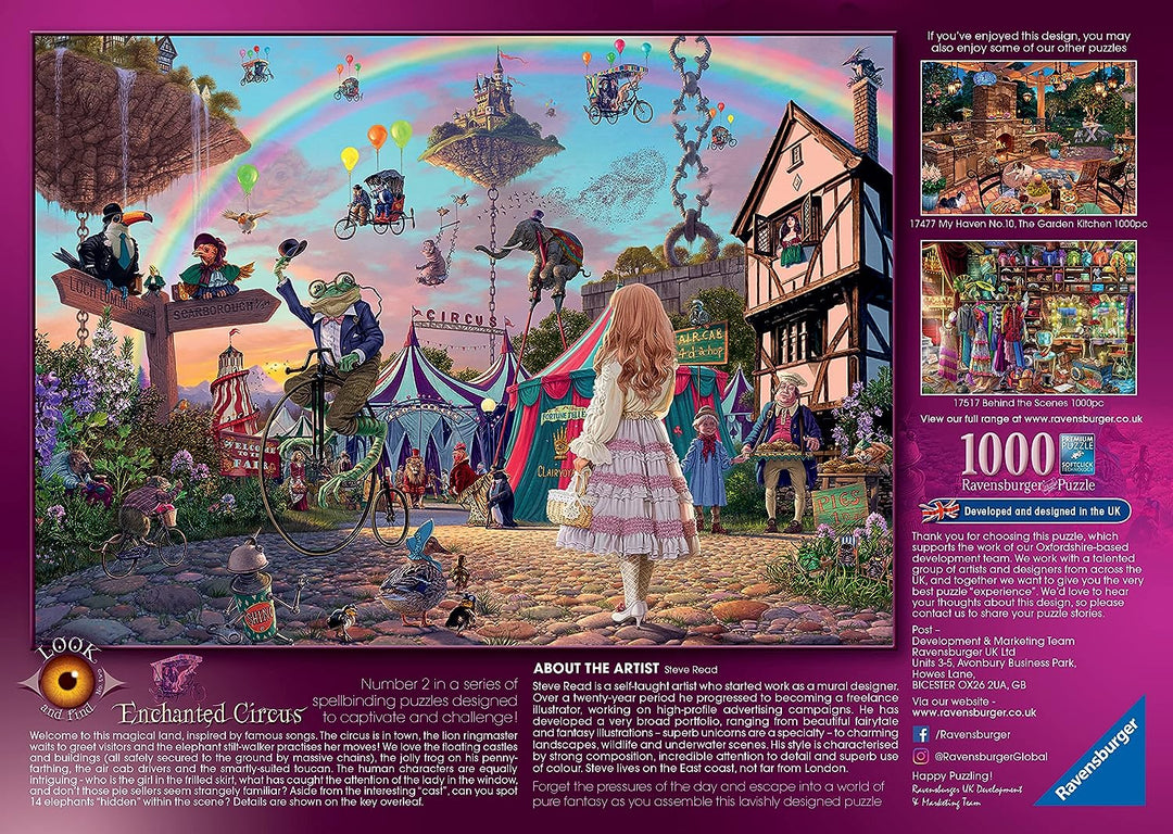 Ravensburger 17482 Look &amp; Find Nr. 2 Enchanted Circus 1000-teiliges Mystery-Puzzle S