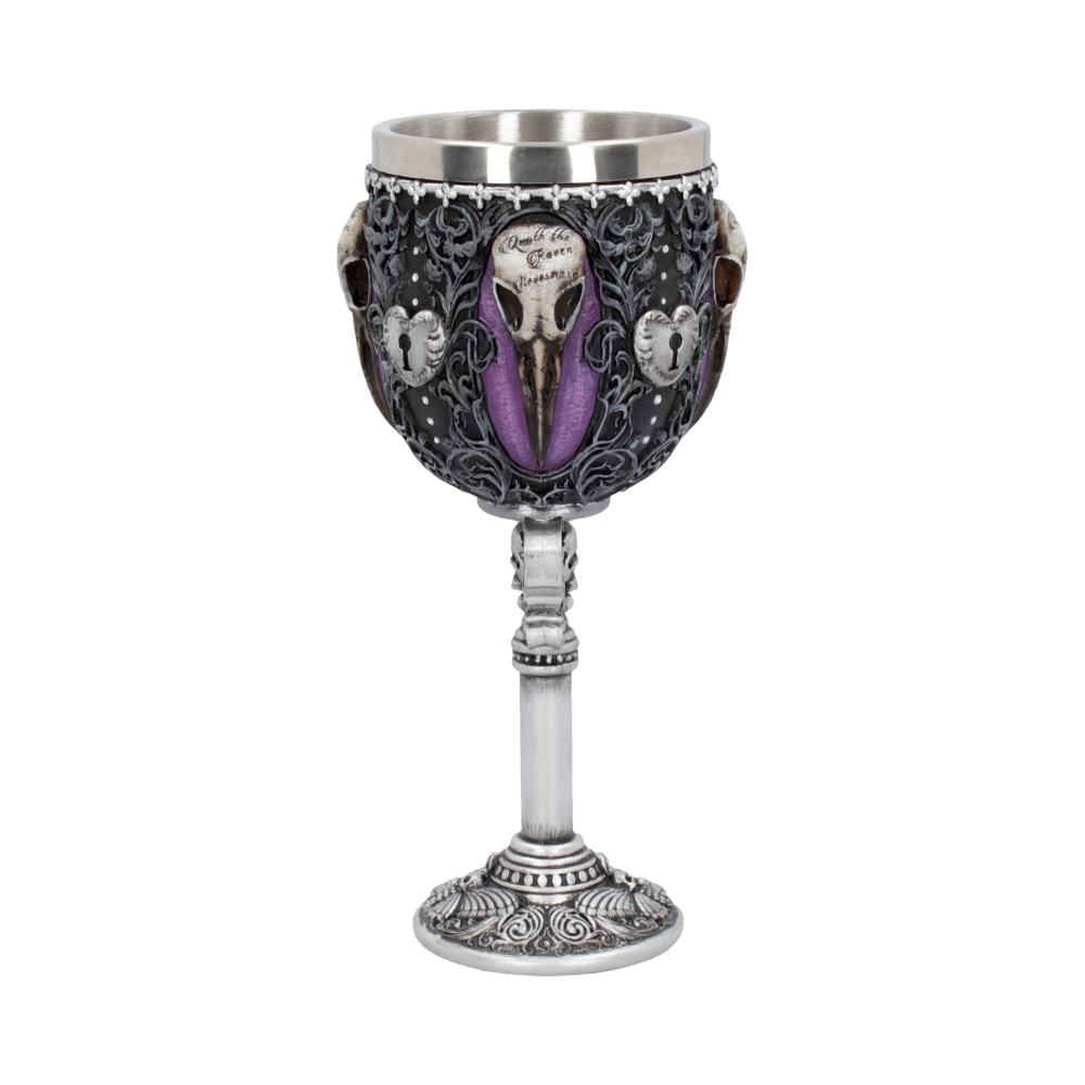 Nemesis Now B4725P9 Edgar's Raven Goblet 18cm, Resin w. Stainless Steel