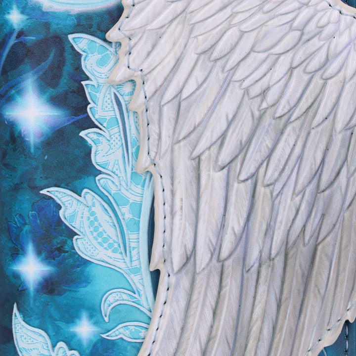 Nemesis Now Angel Wings Geldbörse mit weißer Federprägung, Blau, 18,5 cm