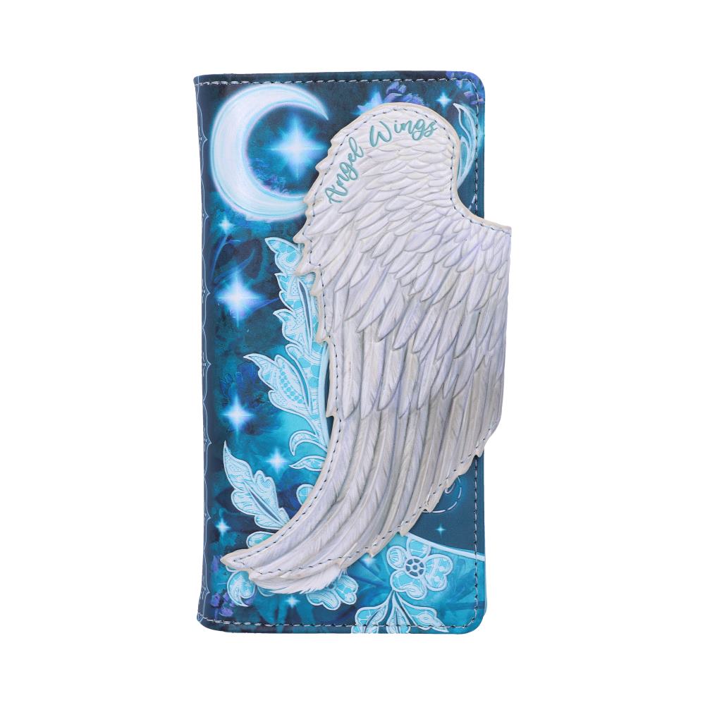 Nemesis Now Angel Wings Geldbörse mit weißer Federprägung, Blau, 18,5 cm