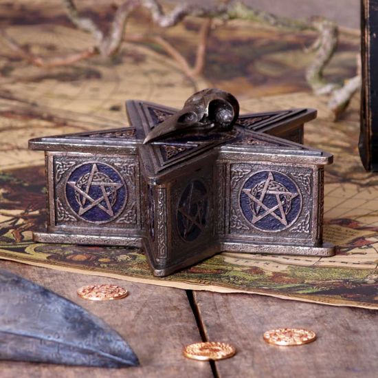 Nemesis Now Pentagramm-Raben-Box, 16,5 cm, Bronze