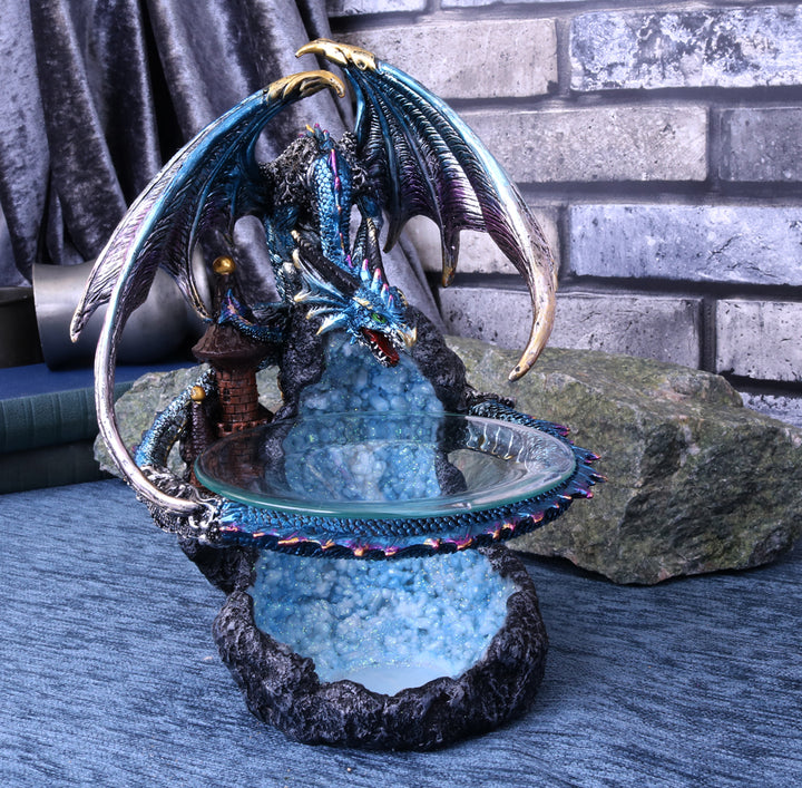 Nemesis Now Flame Savior Dragon Ölbrenner, Blau, 24 cm